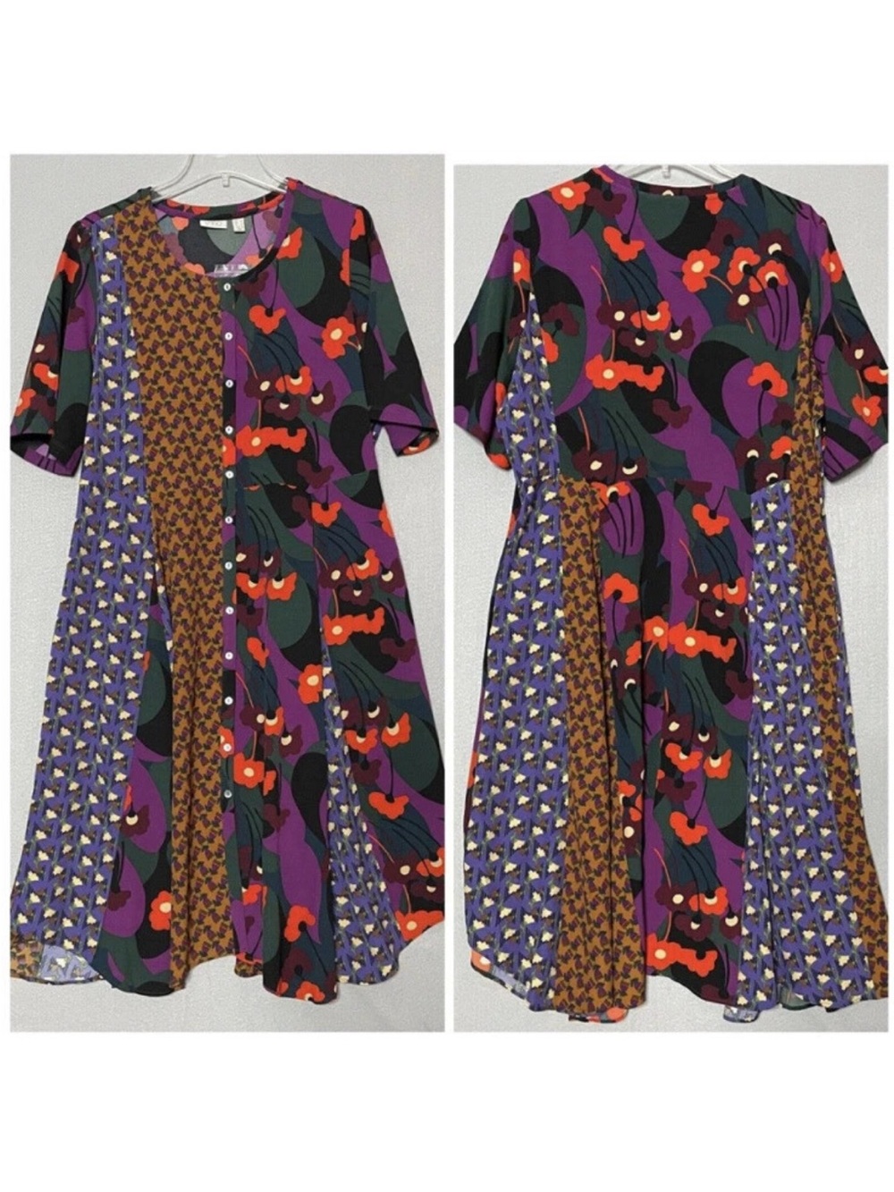 LOGO by Lori Goldstein - Woven Mixed Print Dress - Multicolor ~ Size 2X